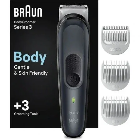Braun BG3340 BodyGroomer Series 3 Recortadora Corporal para Hombre con Batería Recargable y 3 Accesorios
